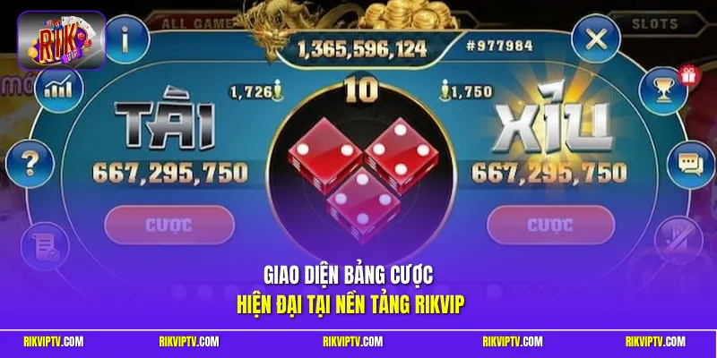 Giao diện bảng cược hiện đại tại nền tảng Rikvip